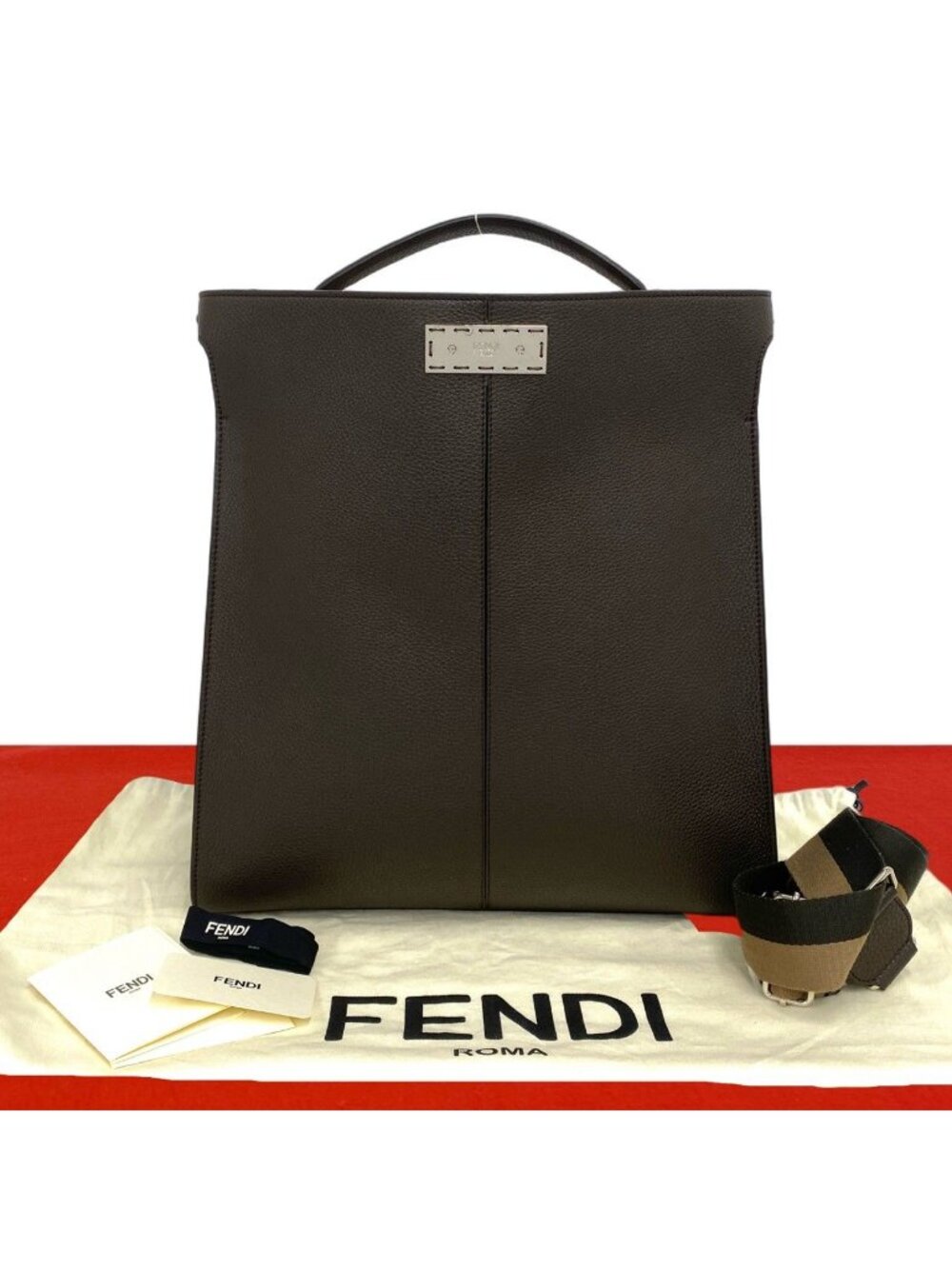 Fendi Peekaboo Light Leather 2-Way Shoulder Bag Brown